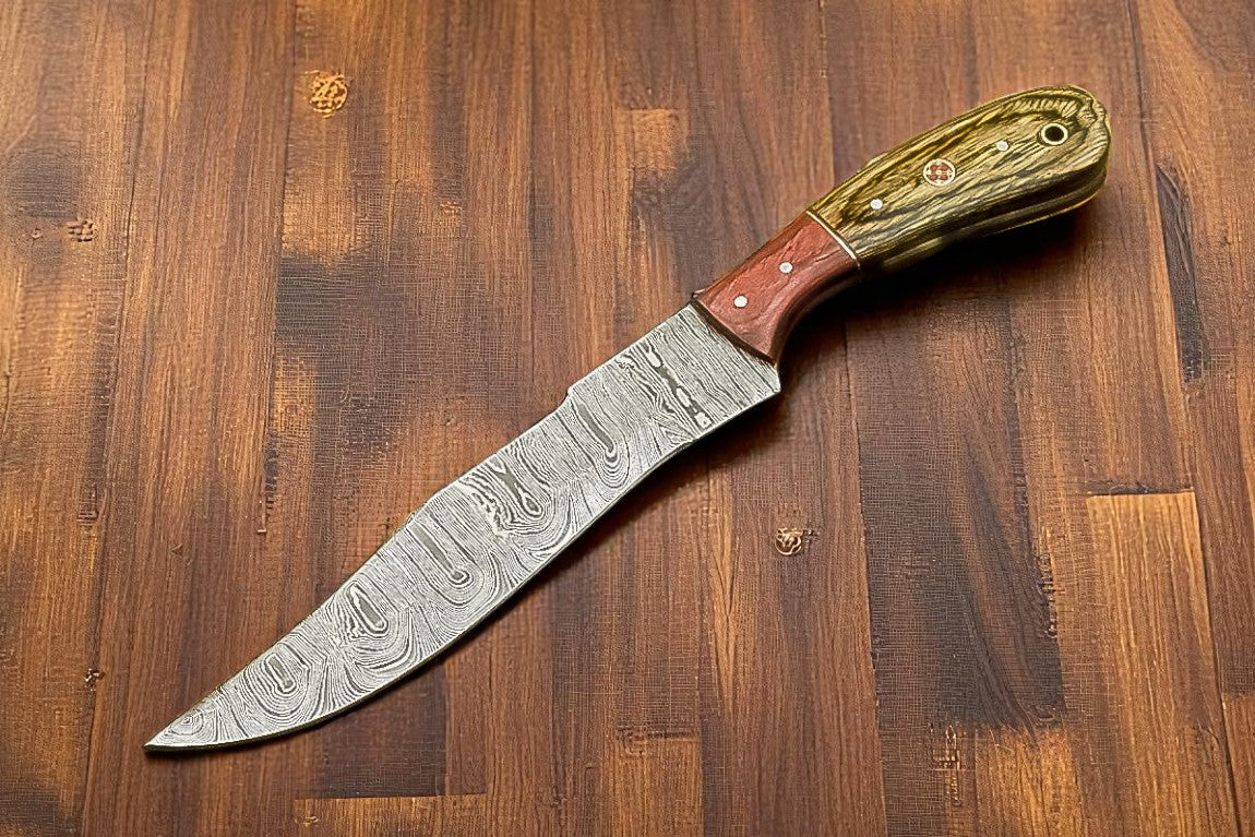 Custom Handmade Damascus Steel Hunting Knife – 10" Length