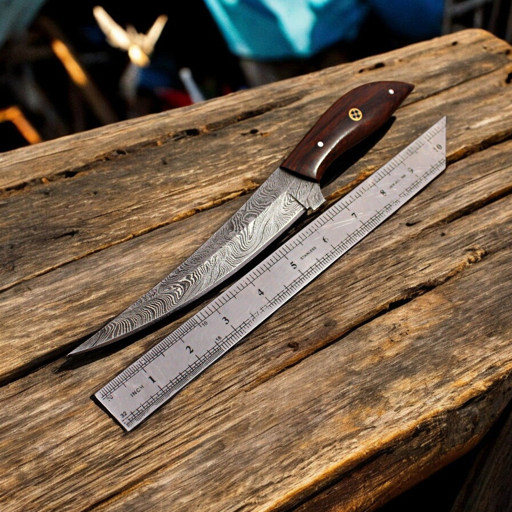 Handmade Damascus Steel Fillet Knife with Rosewood Handle