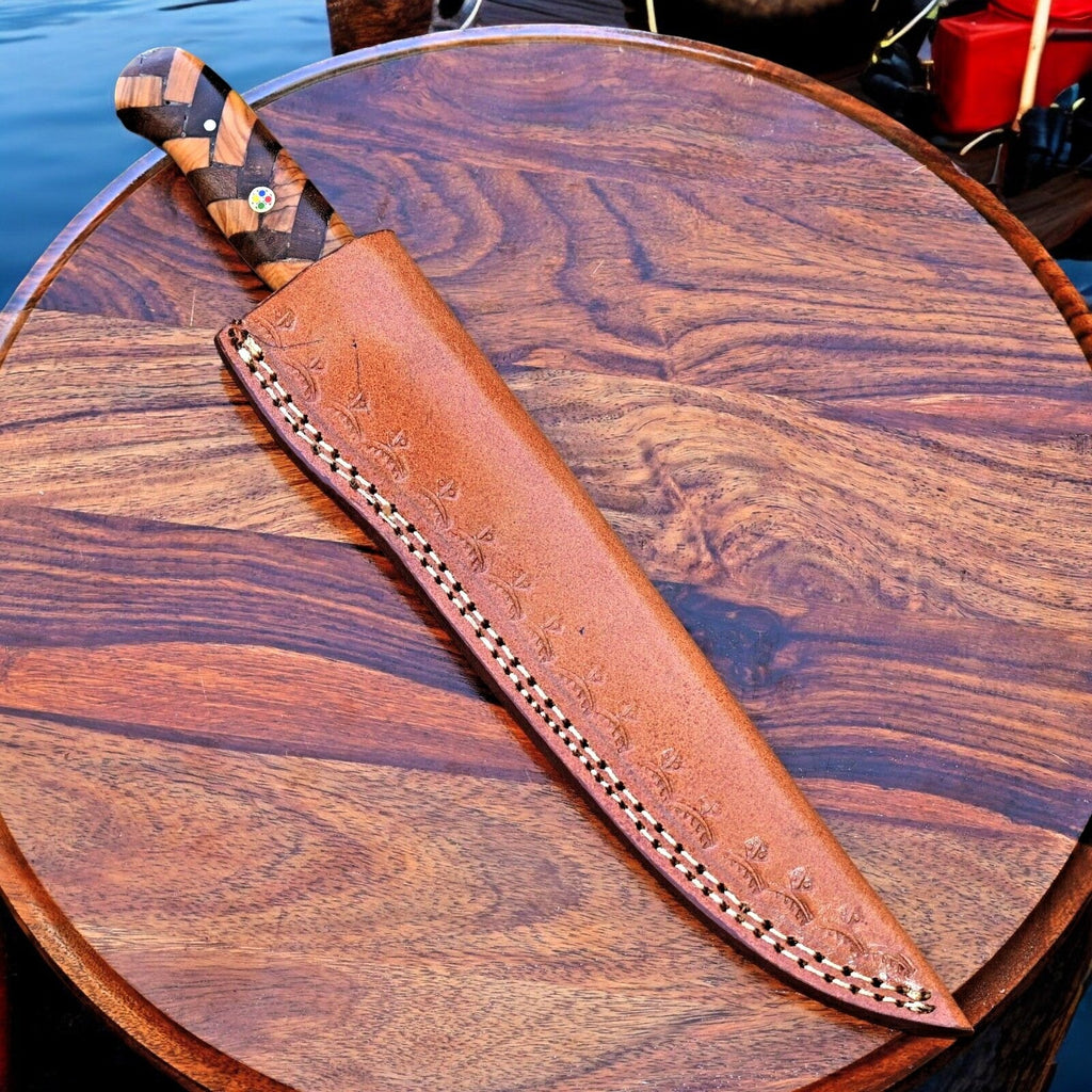 Handmade Damascus Fillet Knife – 12" with Olivewood Handle