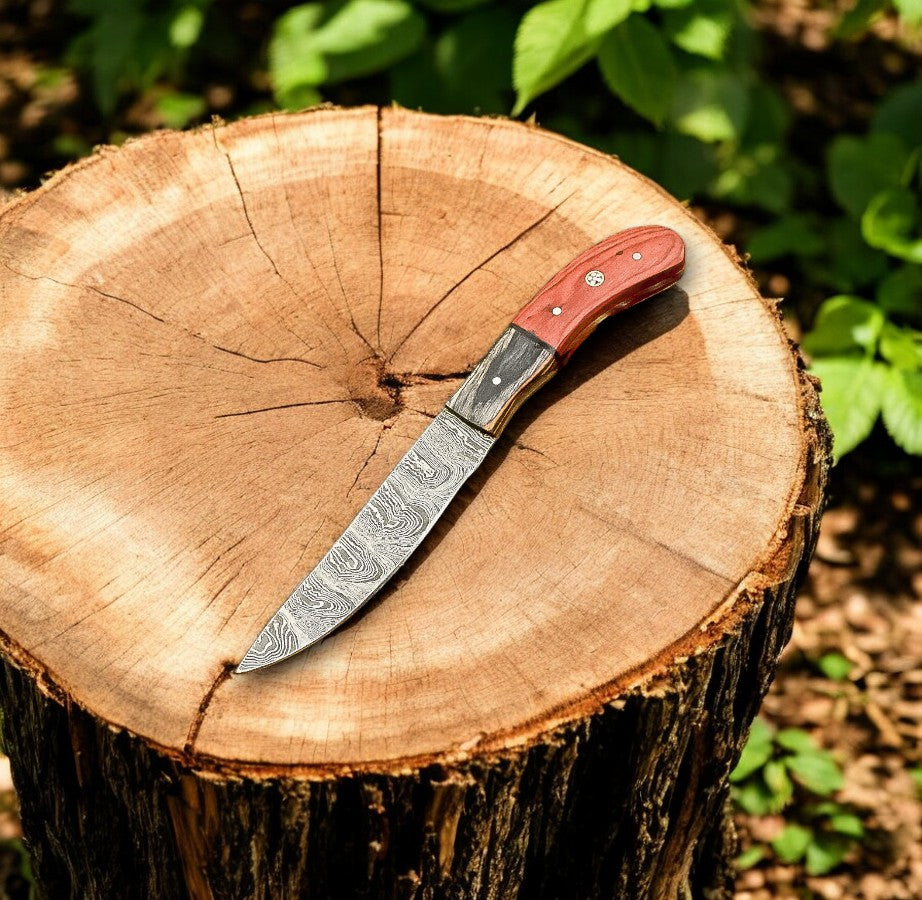 Handmade Damascus Hunting Knife with Exotic Wood Handle