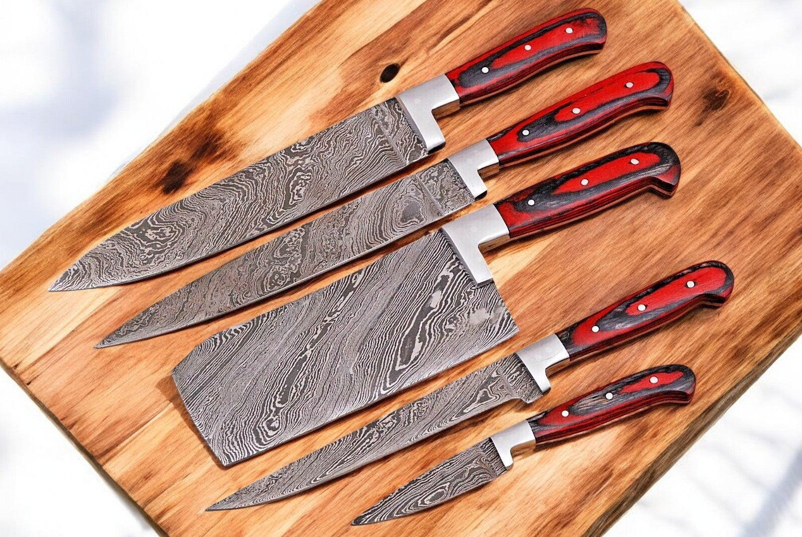 Premium Damascus Kitchen Knives Set – Handmade & Durable
