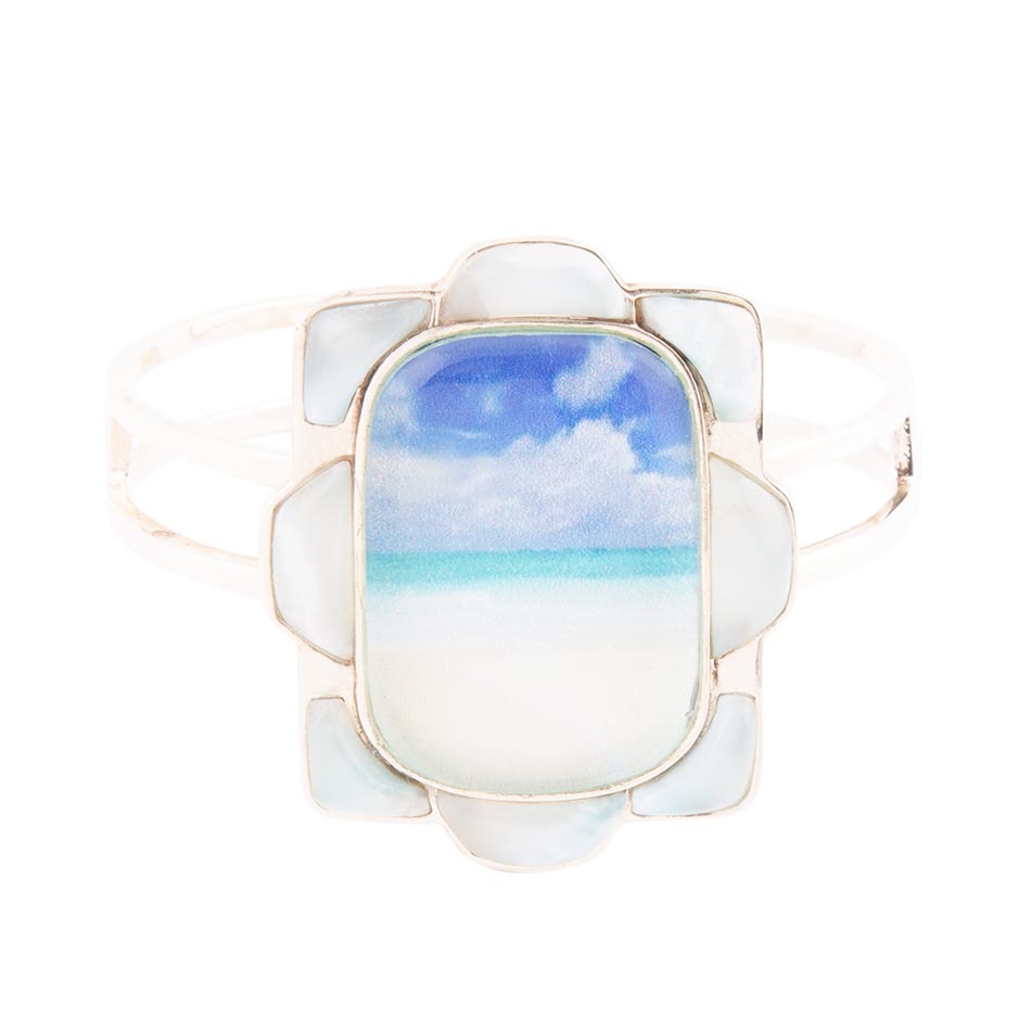 Scenic Beach Blue Larimar and Sterling Silver Cuff Bracelet