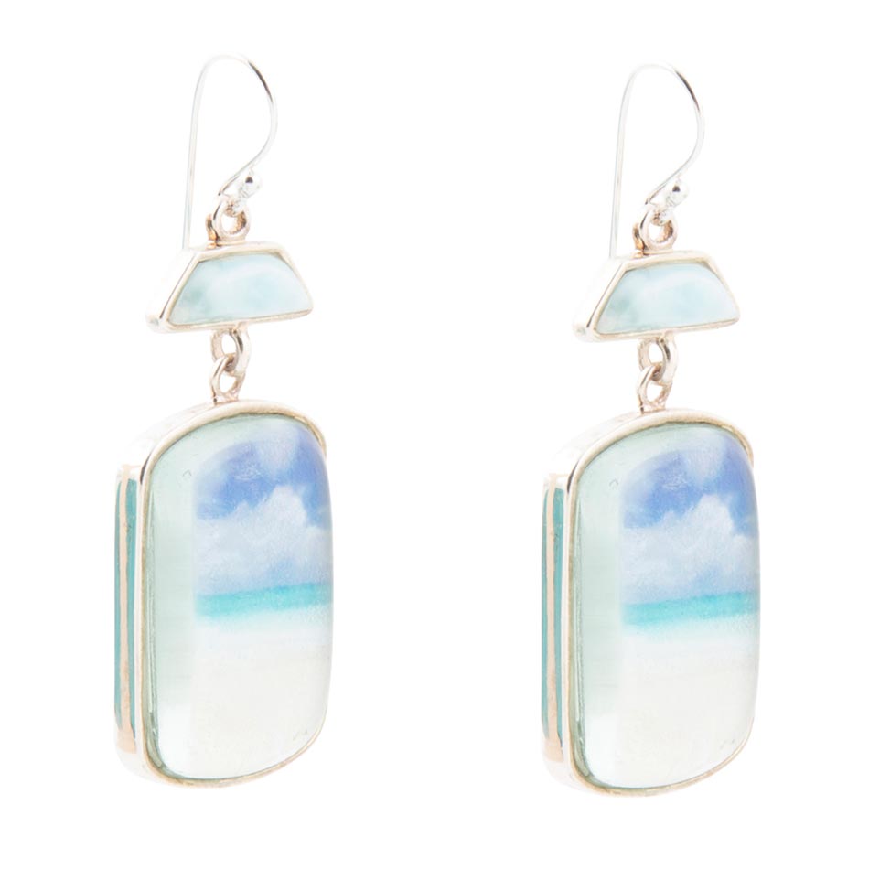 Scenic Beach Blue Larimar and Sterling Silver Drop Earrings