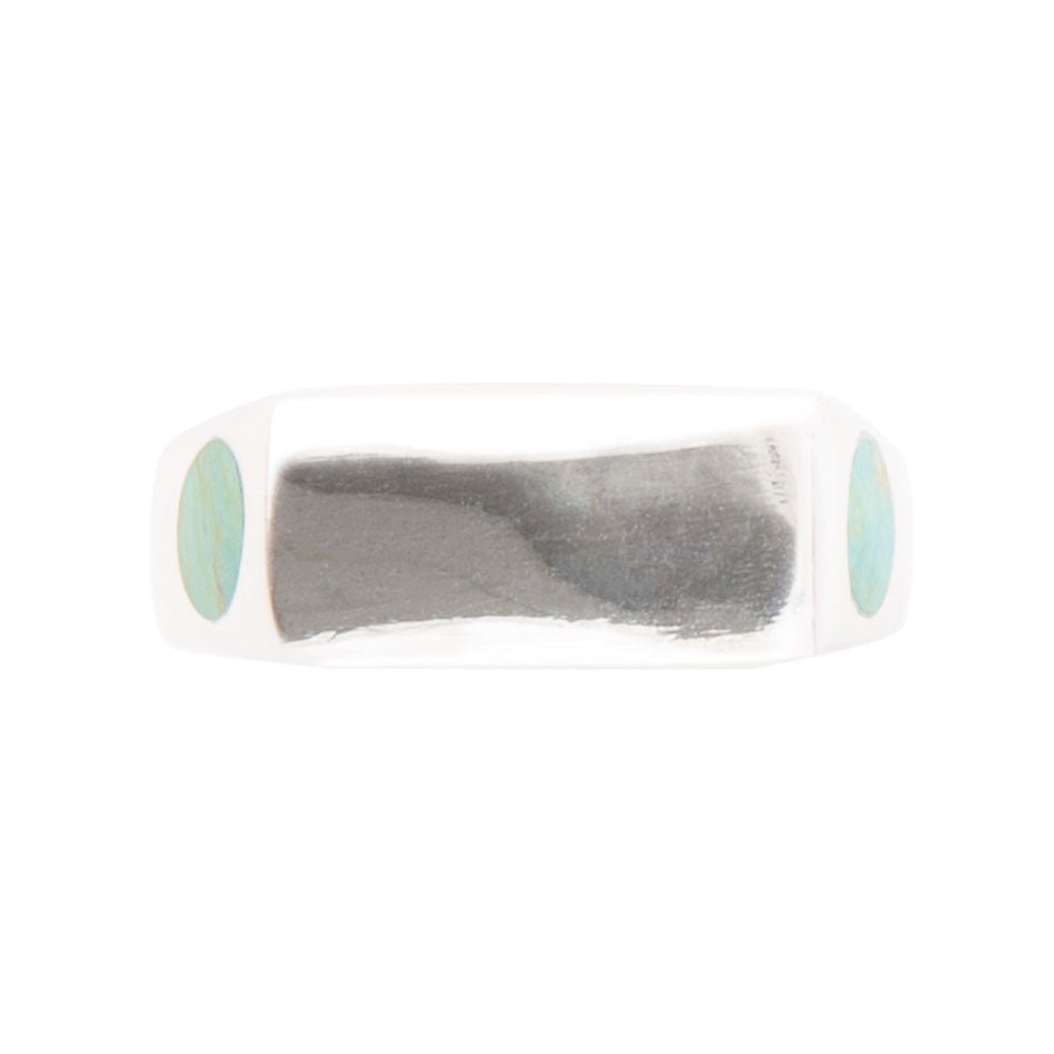 Signet Turquoise and Sterling Silver In The Hole Ring