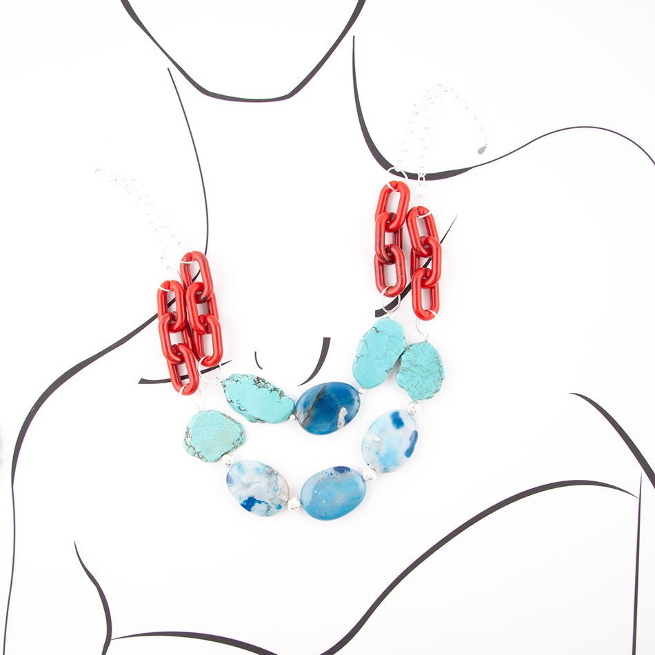Southwest Mix Agate Statement Necklace