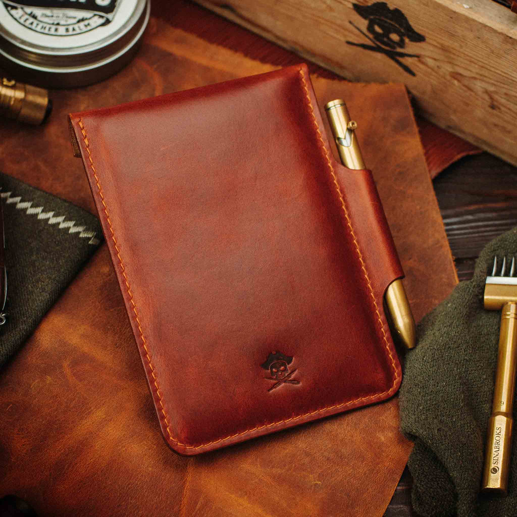 Field Notes Cover - Steersman | Leather Velcro Patch Display | EDC Journal Holder