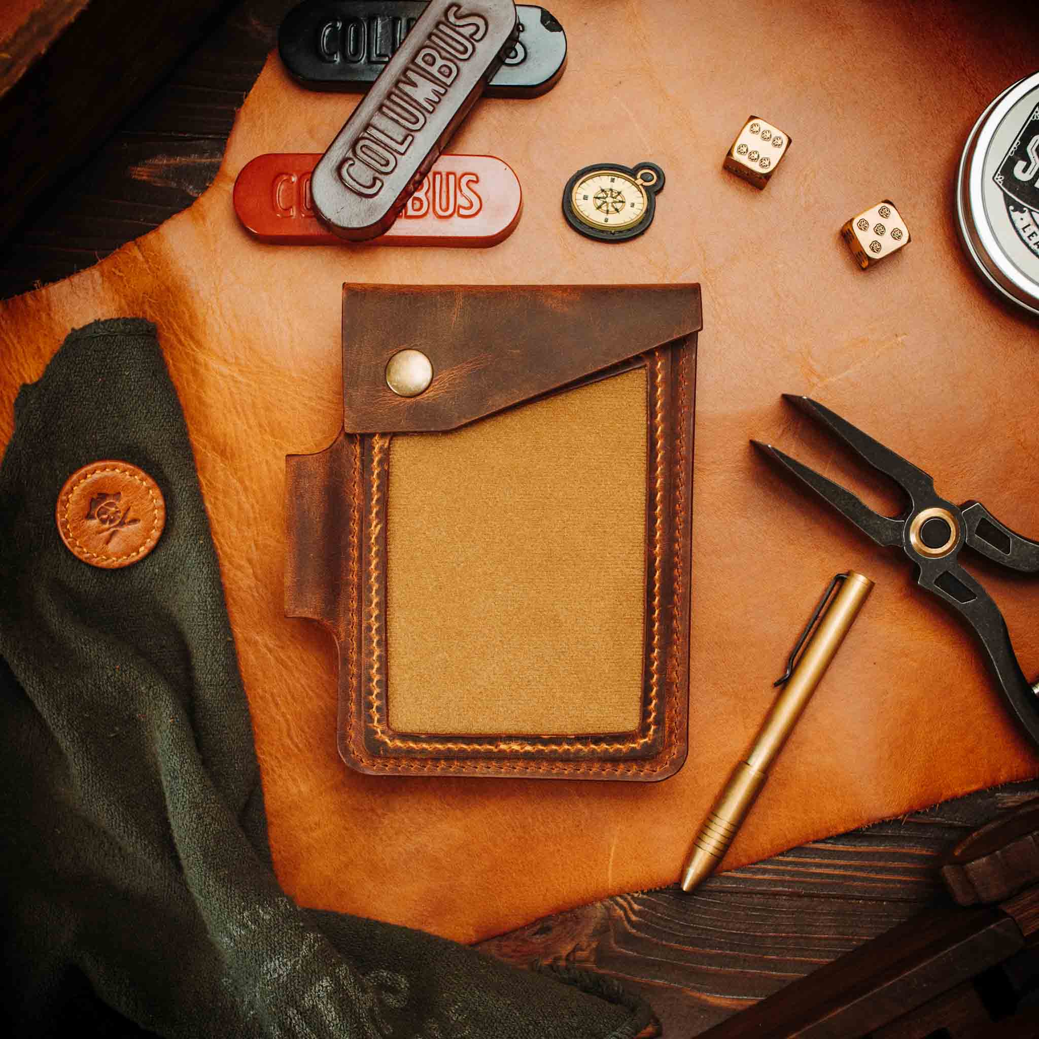 Field Notes Cover - Steersman | Leather Velcro Patch Display | EDC Journal Holder