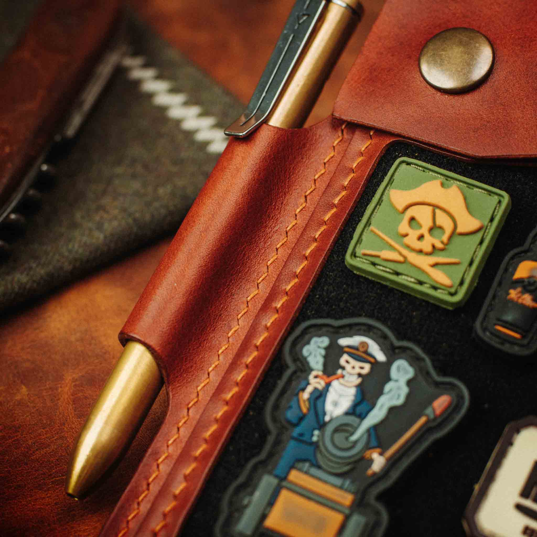 Field Notes Cover - Steersman | Leather Velcro Patch Display | EDC Journal Holder