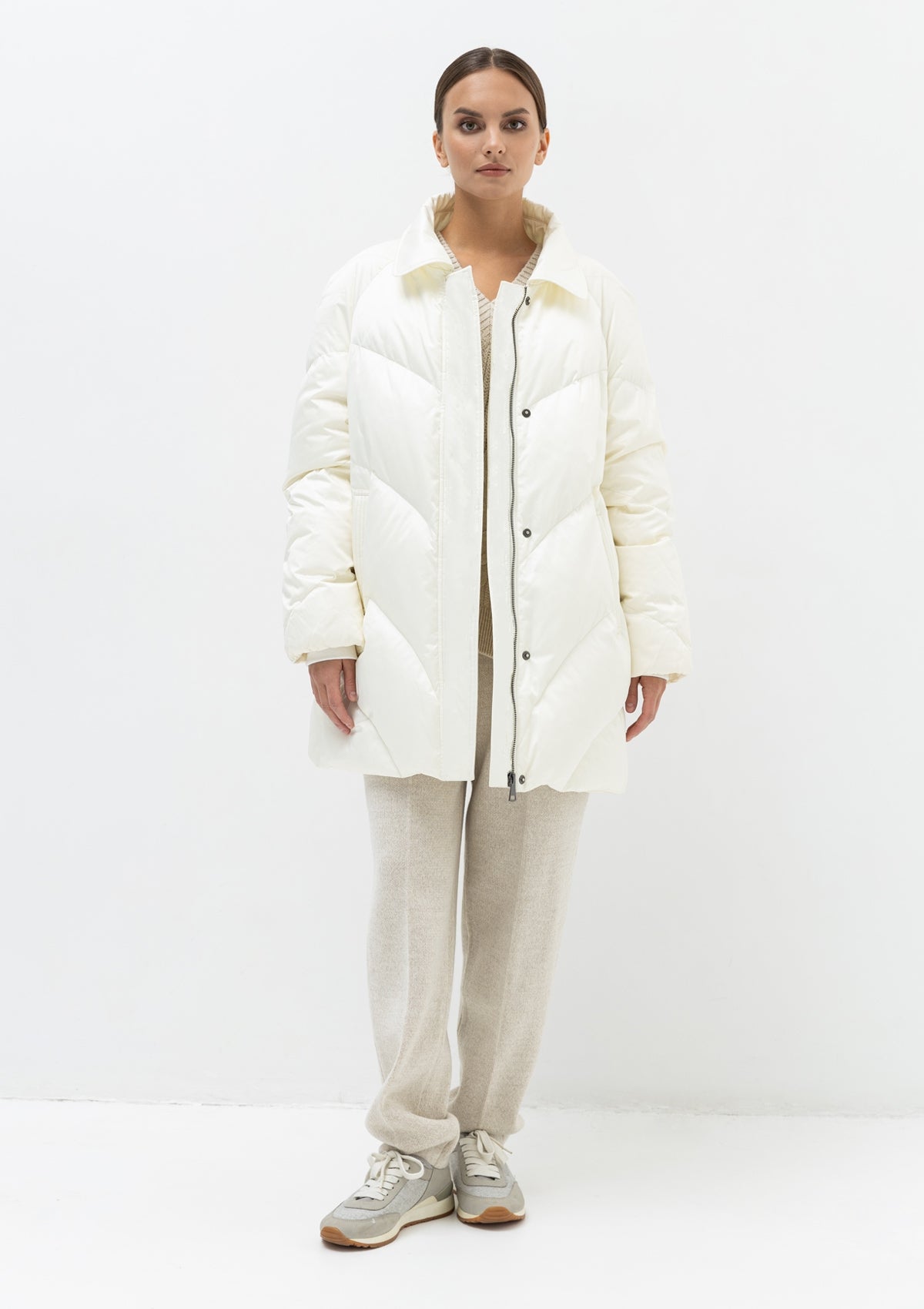 Genuine Silver Fox Fur Belted Down Parka