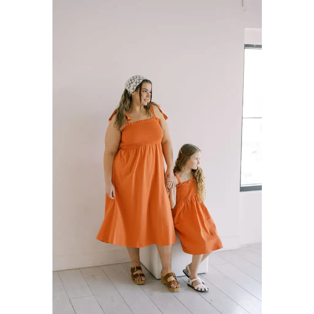 The Day Dress with Tied Straps and Smocked Bodice