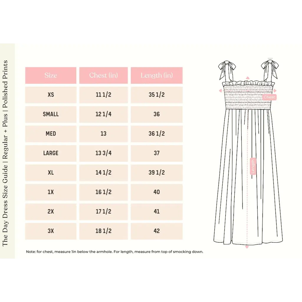 Day Dress with Shoulder Ties and Smocked Bodice