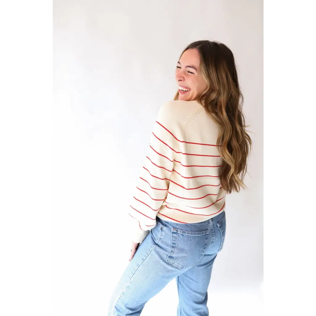 The Ellen Henley Sweater in Red