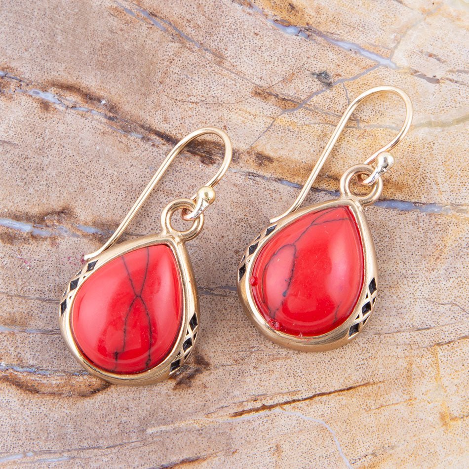 The Perfect Drop Red Howlite Earrings