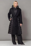 Kennedy Fringe Luxe Down Wool Blend Coat in Black