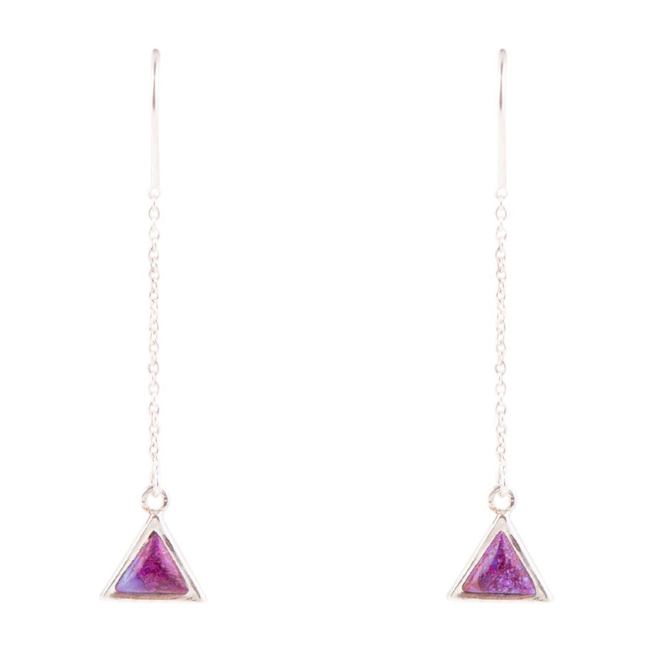 Triangle Threader Purple Turquoise and Sterling Silver Earrings