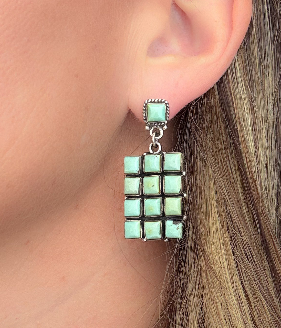 Kingman Turquoise Grid Earrings