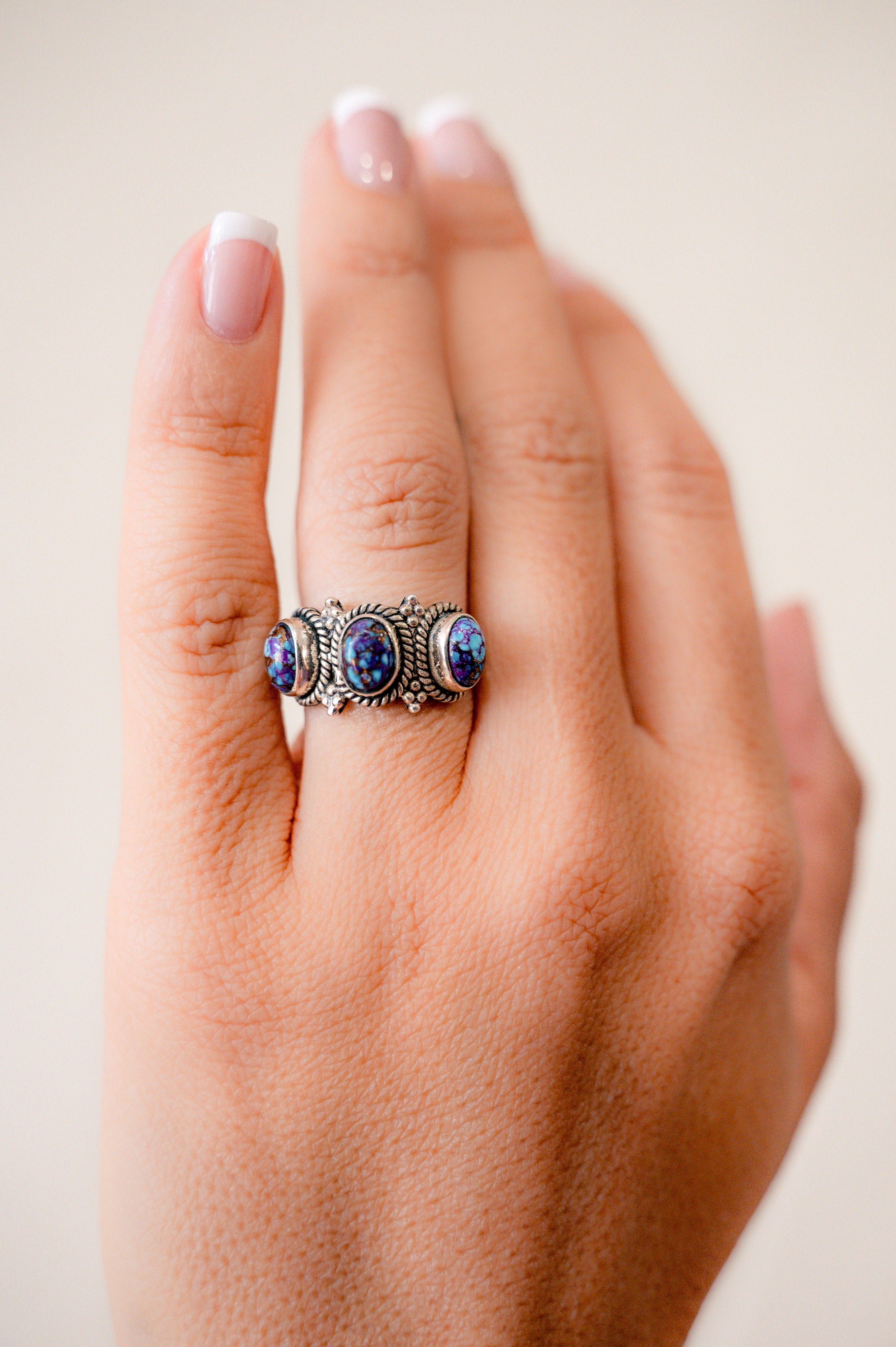 Purple Mojave Three Stone Ring