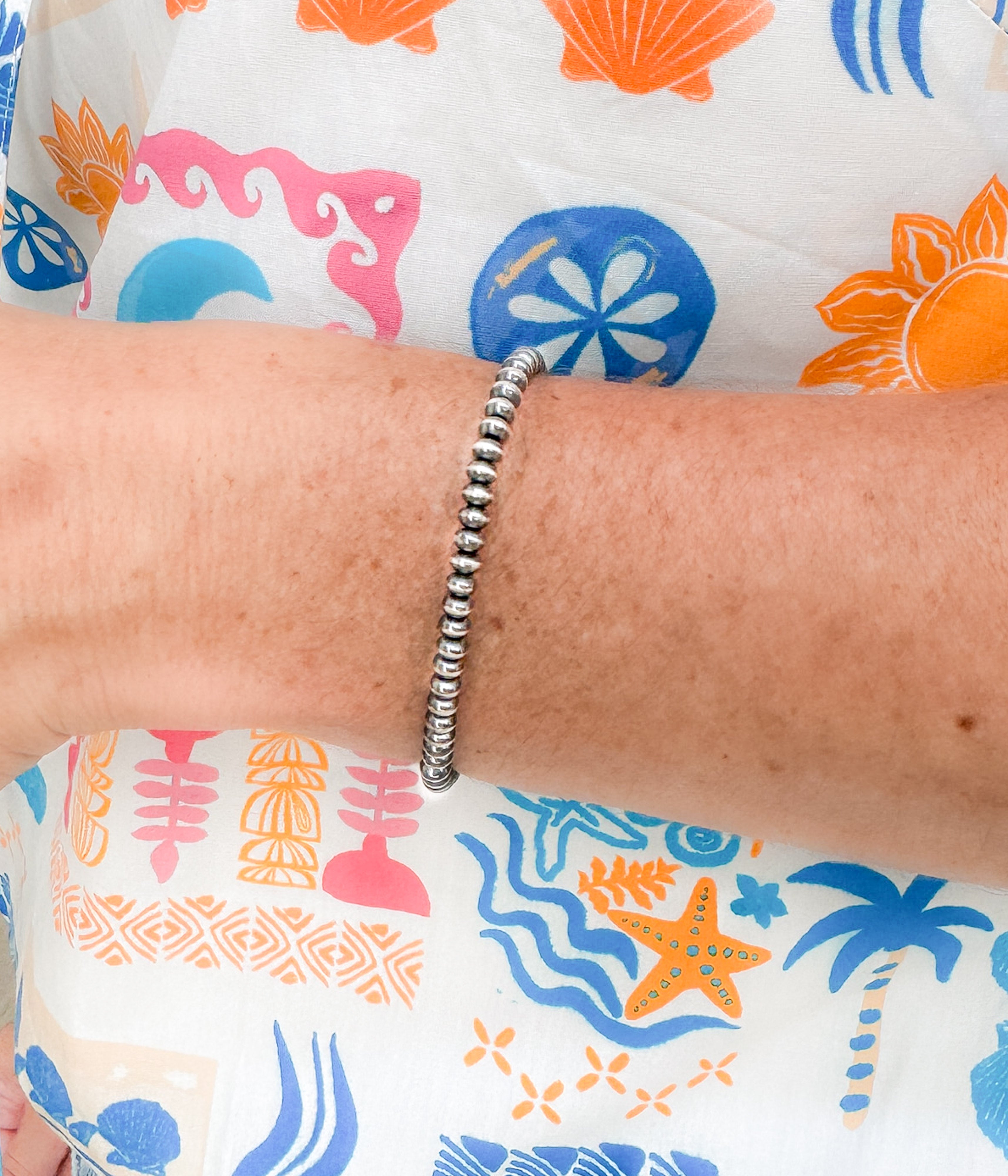 4.5mm Authentic Navajo Pearl Saucer Stretch Bracelet