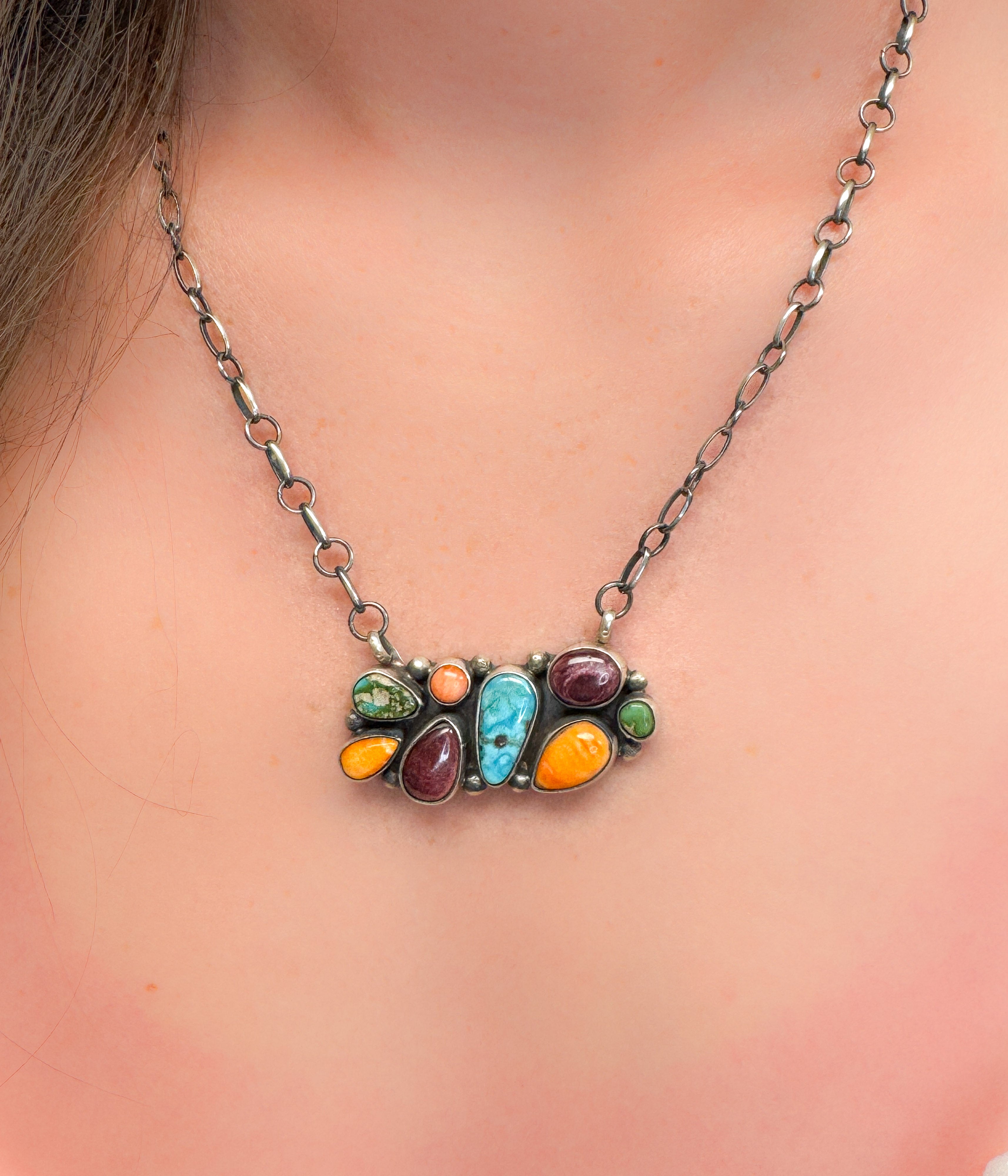 Eight Stone Multi Color Necklace