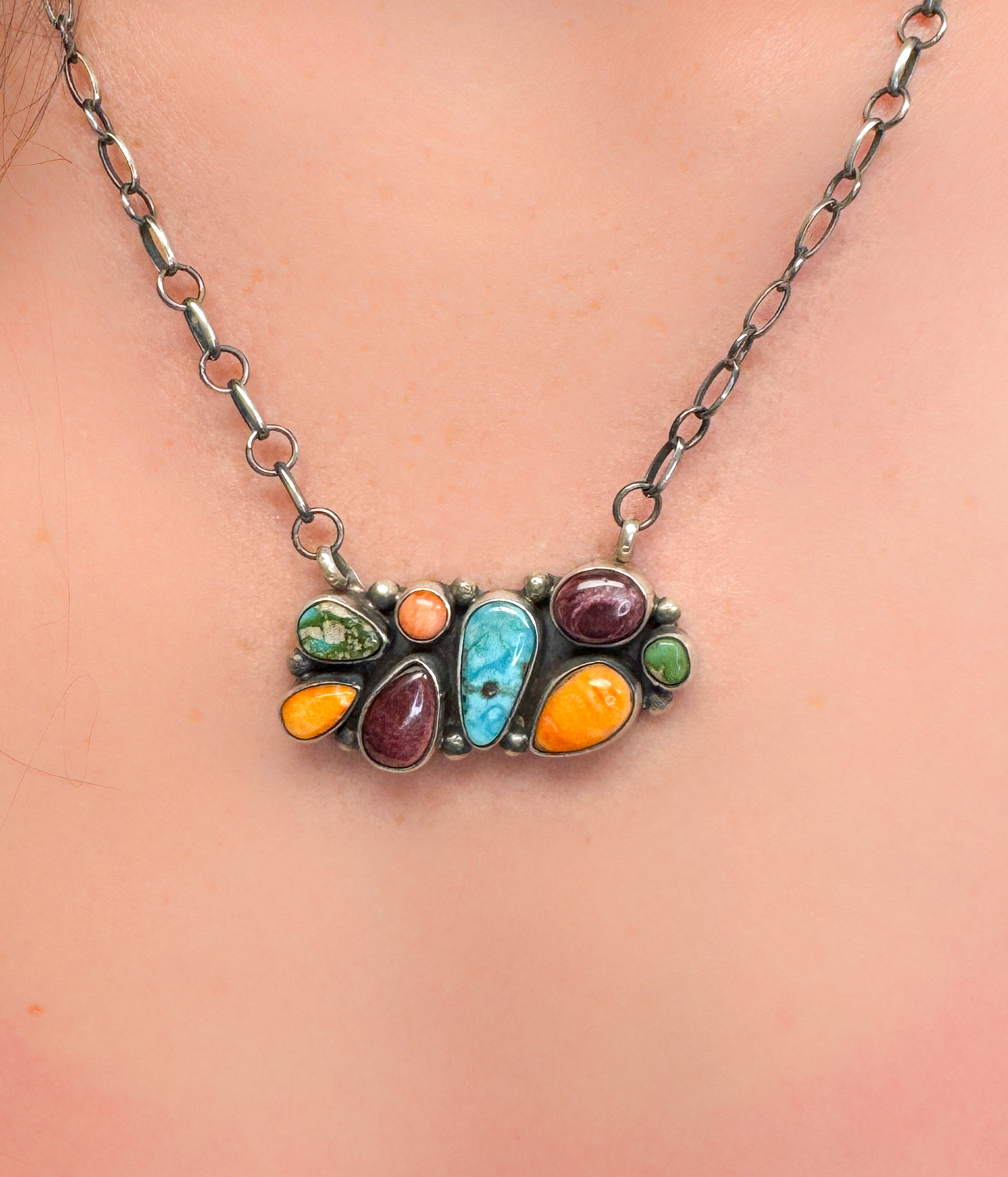 Eight Stone Multi Color Necklace