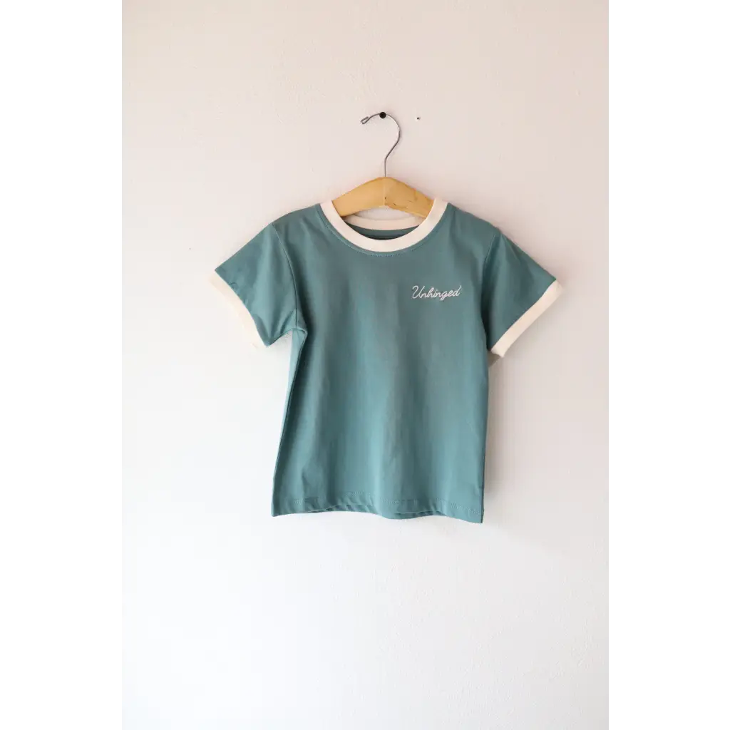 Embroidered Unhinged Ringer T-Shirt for Kids