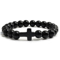 Stone Cross Bracelet - Black