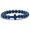 Stone Cross Bracelet - Blue