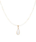 White Mother of Pearl Tear Drop Golden Pendant Necklace
