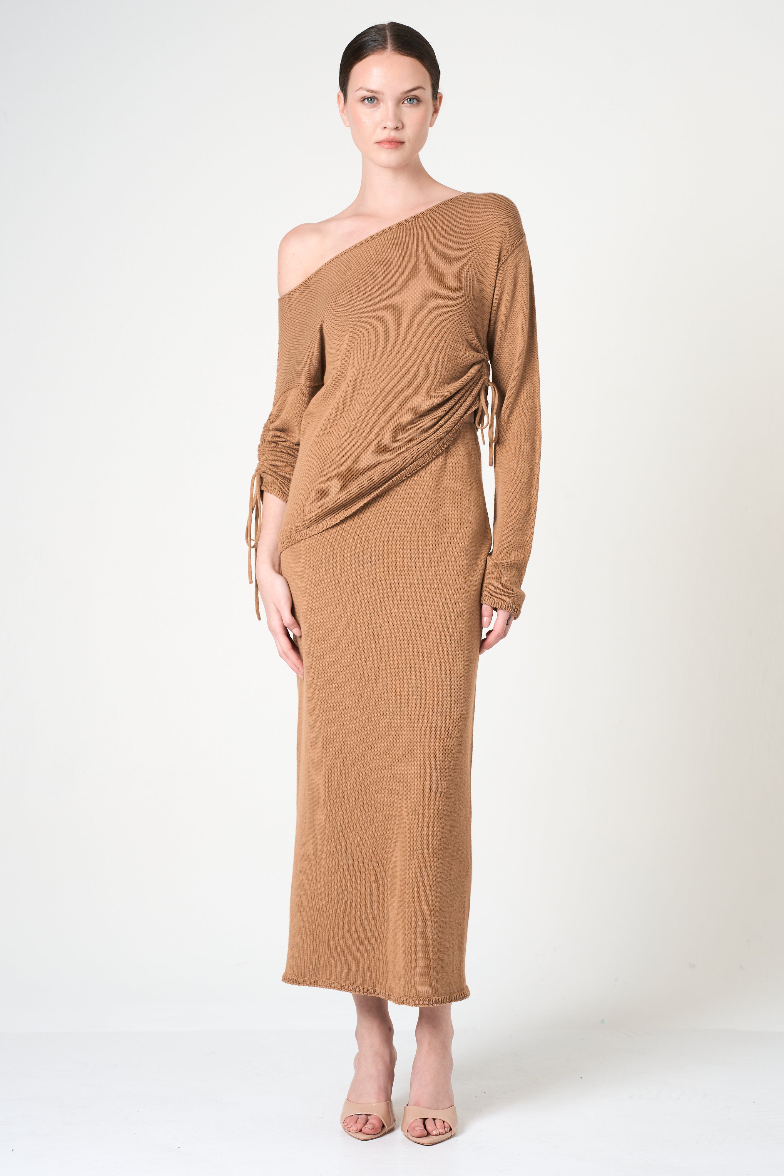 Midi Pencil Skirt in Camel