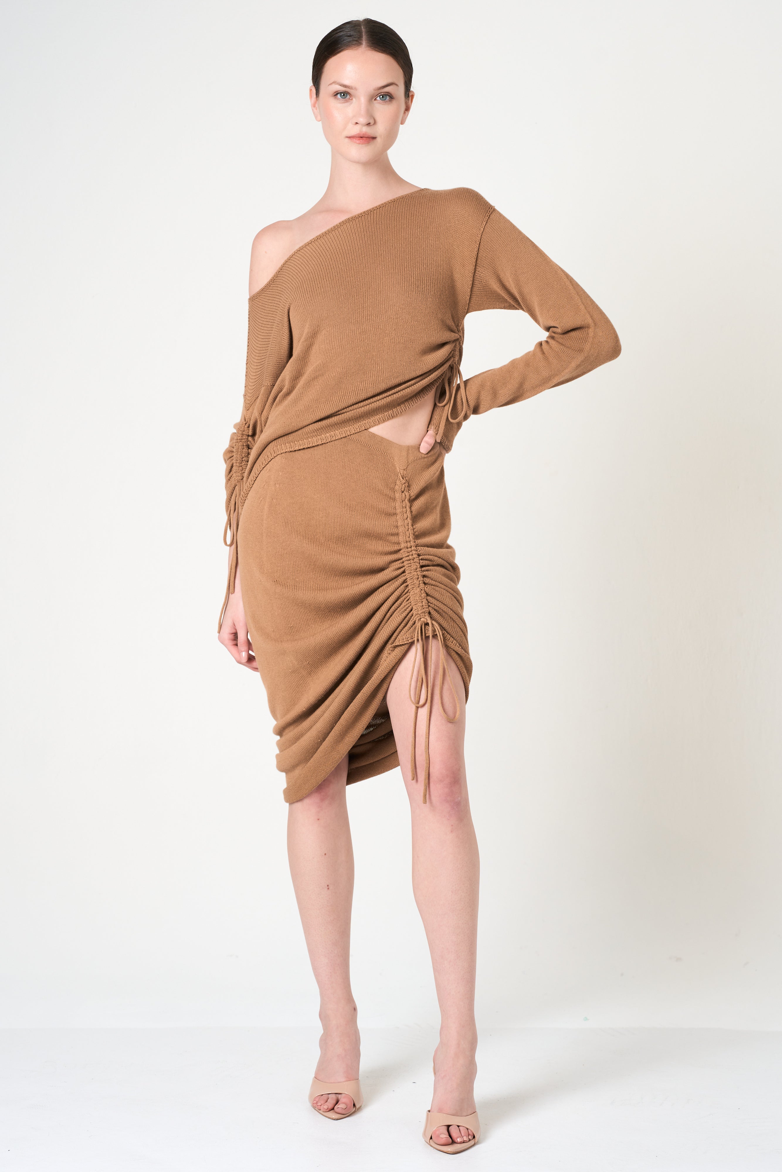 Midi Pencil Skirt in Camel