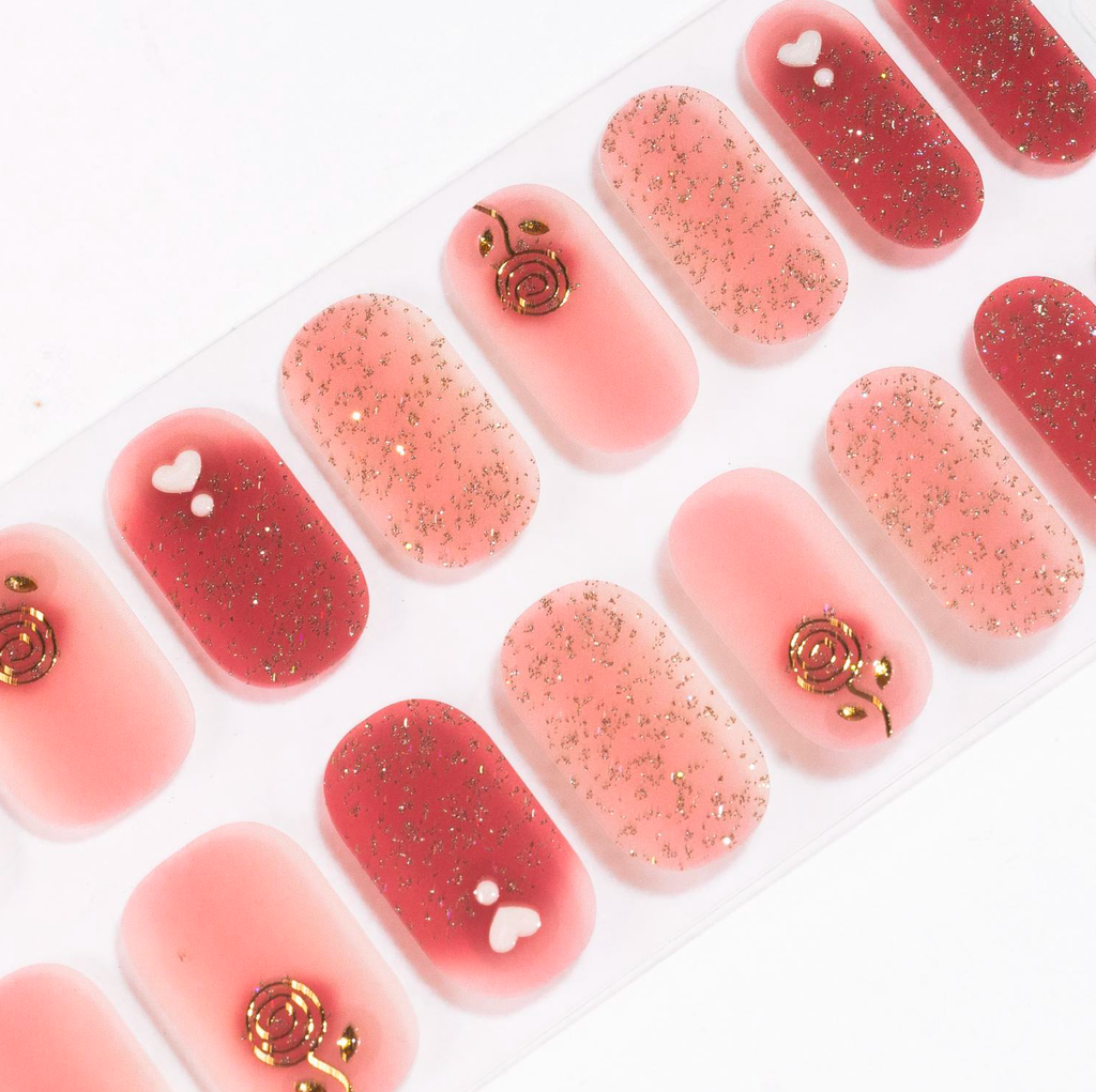 Heart Rose Gel Nails