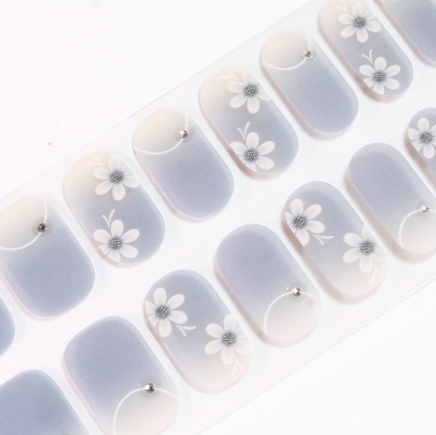 Blue Floral Gel Nails